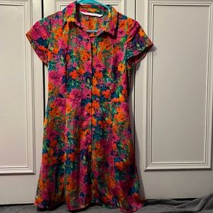 Zara Button up Hawaiian print dress